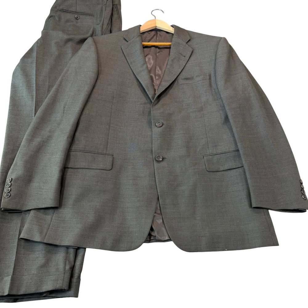 Burberry London Men 44R Gray Wool 2-Button Bond Street Suit Pleated Cuffed 38x32